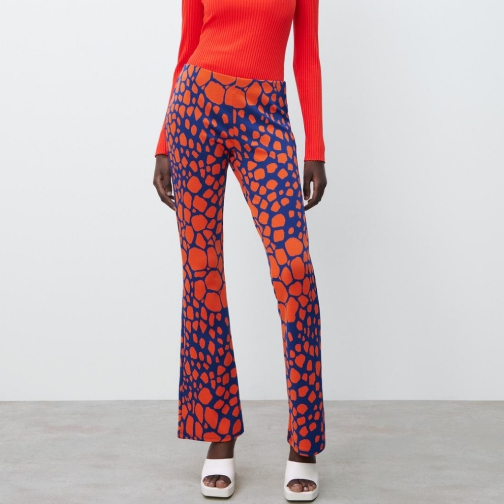 ZARA PRINT FLARED PANTS